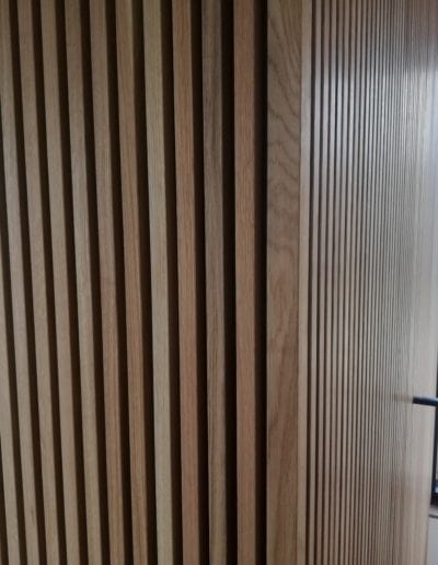 Akustik lister. Eg. Klar olie. 26 x 26. Flot bygget med hjørne. Skjult montage. Dane-Wood