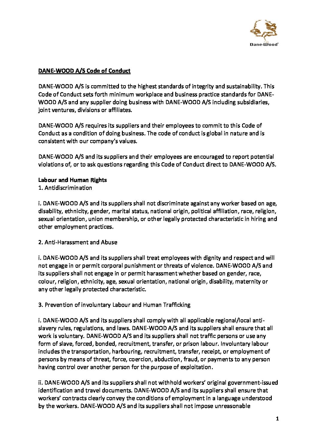 DANE-WOOD Code of Conduct